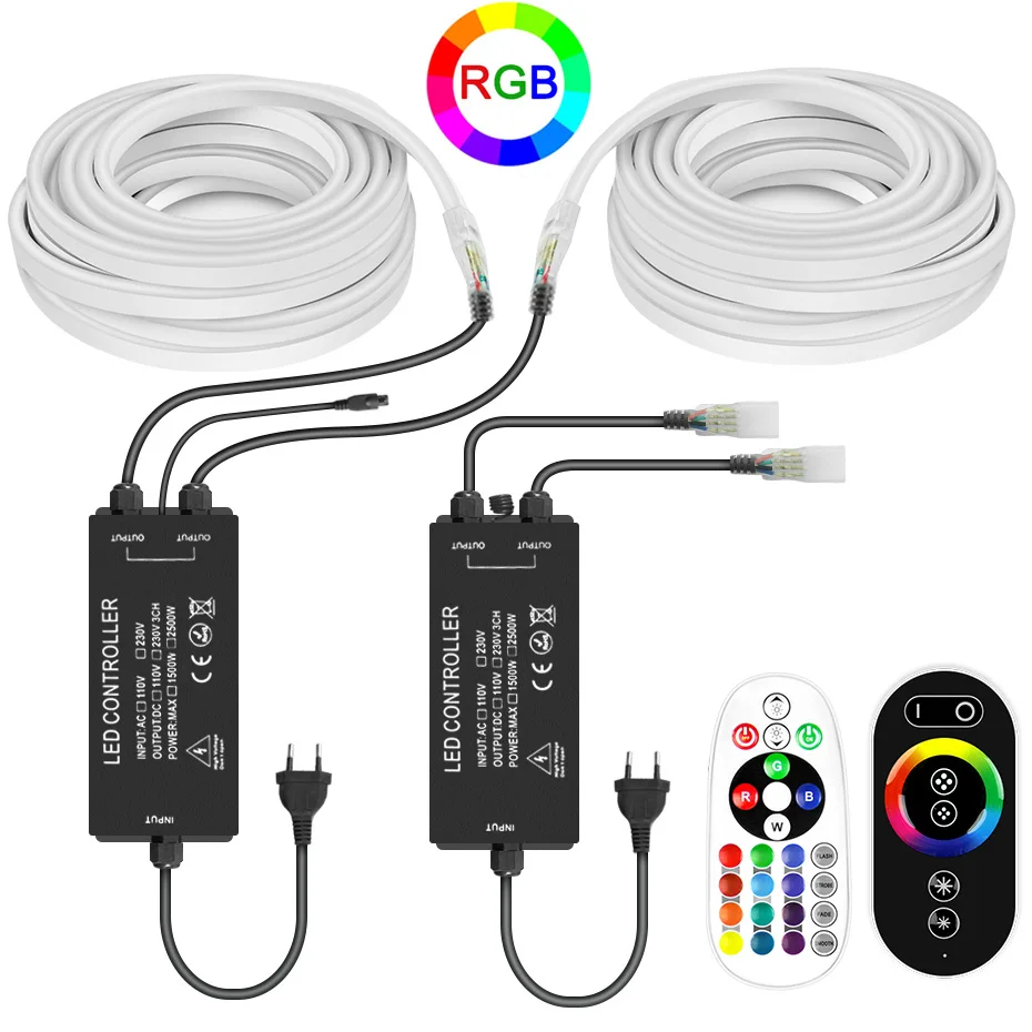 

220V RGB LED Neon Strip SMD 5050 Flexible Neon Light with Remote Control Waterproof IP67 Strip Light Tape DIY Home Decor Party