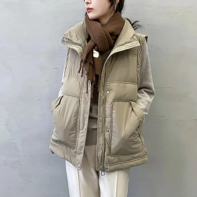 

New Autumn Winter Parka Vest Jacket Women Korean Sleeveles Down Cotton Warm Coat Female Casual Overcoat Waistcoat Ladies Tops