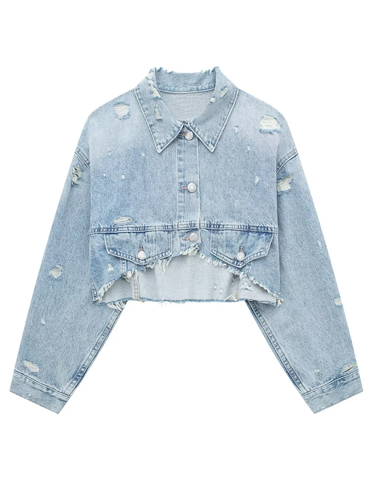 FTLZZ New Spring Autumn Women Fashion Vintage Hole Short Denim Jacket Lady Streetwear Loose Lapel Single Breasted Cowboy Coat
FTLZZ New Spring Autumn Women Fashion Vintage Hole Short Denim Jacket Lady Streetwear Loose Lapel Single Breasted Cowboy Coat