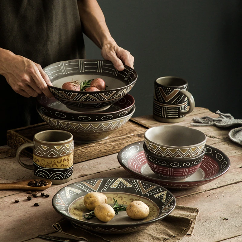 Creative ceramic Personalized Rough Pottery Tableware Japanese Plate Retro Dish Home American Dinner Plate Set Art Plate
Creative ceramic Personalized Rough Pottery Tableware Japanese Plate Retro Dish Home American Dinner Plate Set Art Plate