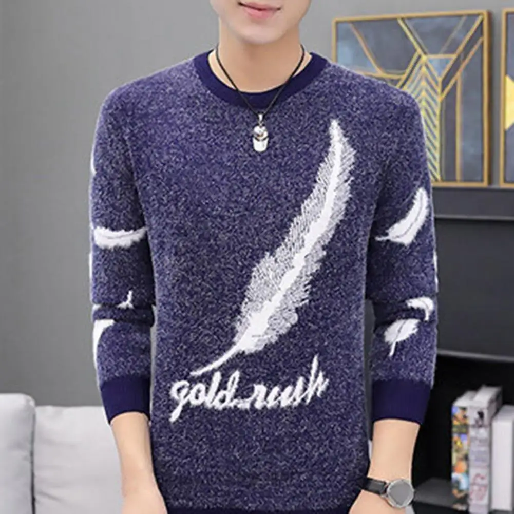 Ribbed Neckline Men Sweater Men Feather Letter Pattern Sweater Korean Style Men's Wool Knit Sweaters with for Fashionable
Ribbed Neckline Men Sweater Men Feather Letter Pattern Sweater Korean Style Men's Wool Knit Sweaters with for Fashionable