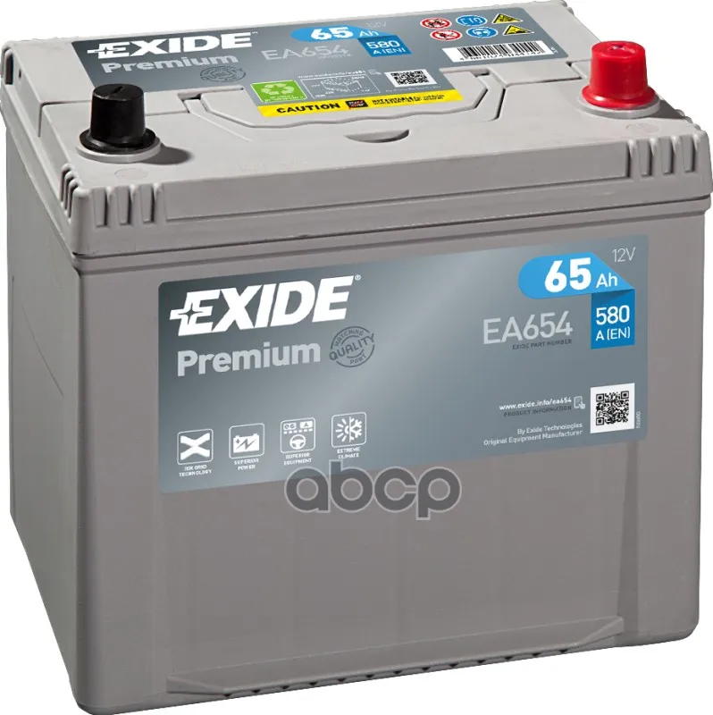 Exide Ea654 Premium_аккумуляторная Батарея! 19.5/17.9 Евро 65ah 580a 230/173/222 Carbon Boost EXIDE арт. EA654 |