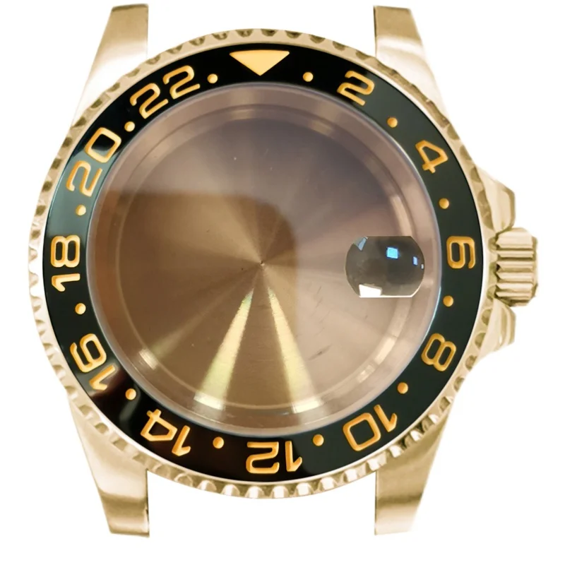 PVD plated gold stainless steel case 40mm sapphire magnifying glass is suitable for nh35 / nh36 movement
PVD plated gold stainless steel case 40mm sapphire magnifying glass is suitable for nh35 / nh36 movement