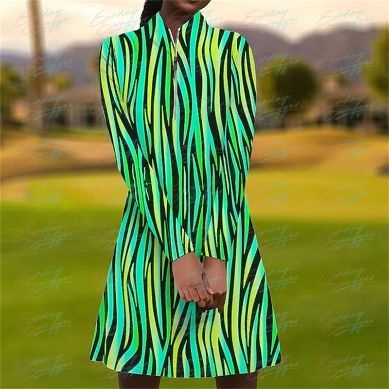 Women's Golf Long Sleeve Dress Autumn New Colorful Stripes Fitness Comfortable Dress Casual Outdoor Sports Short Dress
Women's Golf Long Sleeve Dress Autumn New Colorful Stripes Fitness Comfortable Dress Casual Outdoor Sports Short Dress
