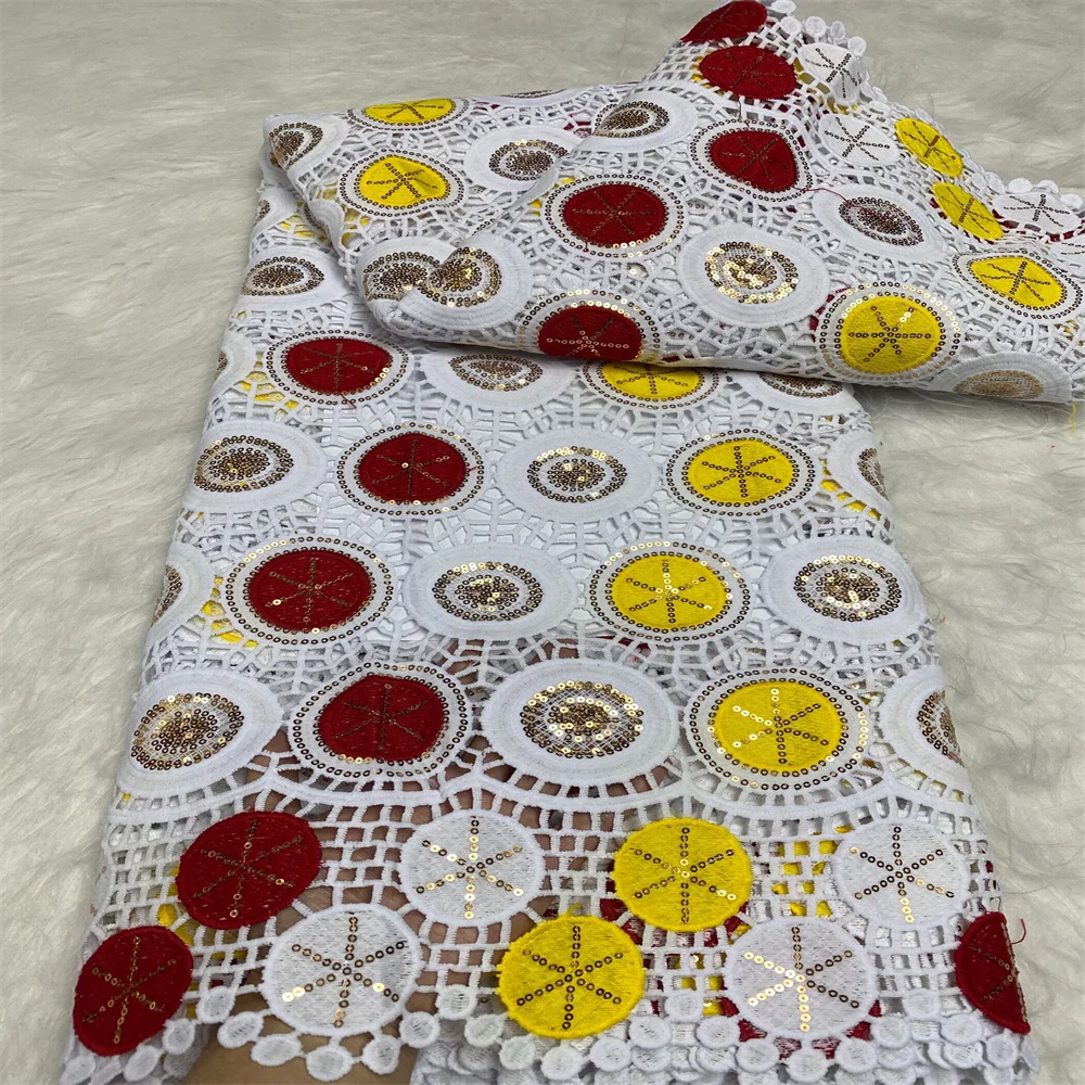 New Design Sequins African Guipure Lace Fabric Embroidery Nigerian Guipure Cord Laces Fabric High Quality For Party Dress fy-125
New Design Sequins African Guipure Lace Fabric Embroidery Nigerian Guipure Cord Laces Fabric High Quality For Party Dress fy-125
