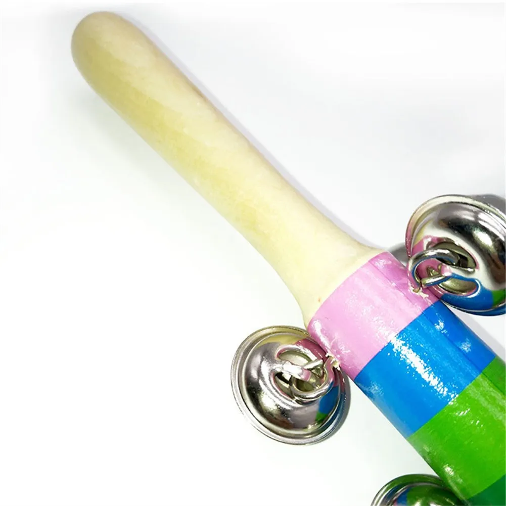 

Jingle Handbell Rainbow Rattle KIds Rattle Toys Percussion Puzzle Wooden 19cm/7.5inch Baby Rattle Handbells Toy