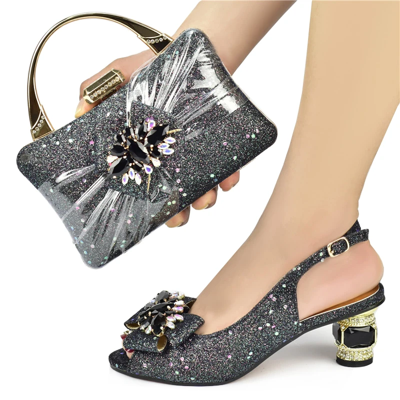 Новое поступление, наборы африканских туфель и сумок, украшенные искусственной свадебной обувью, женская обувь на каблуке, элегантные туфли-лодочки с кошельком