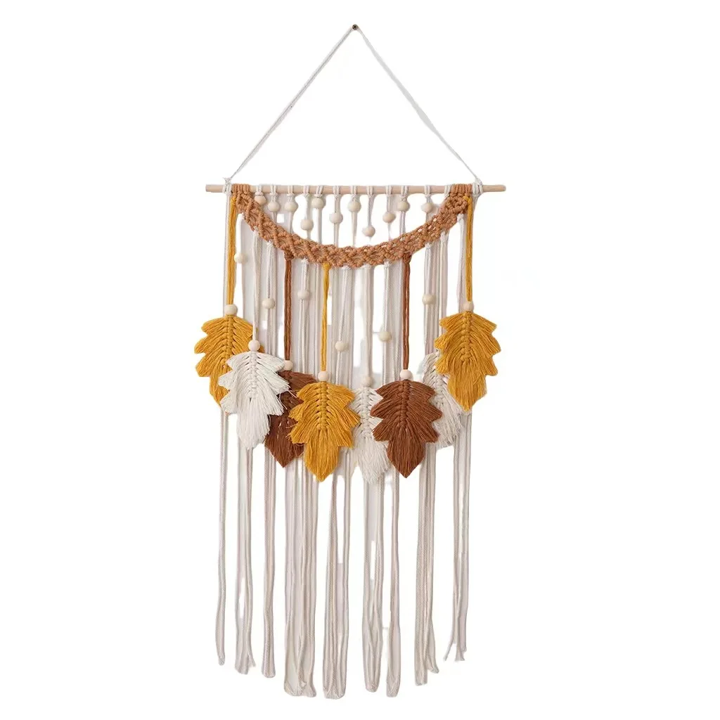 Cotton Macrame Leaf Wall Hanging - Nordic Boho Tapestry 14 S93e9e1d86ce24cf7b8b23f9aa4571c5bE