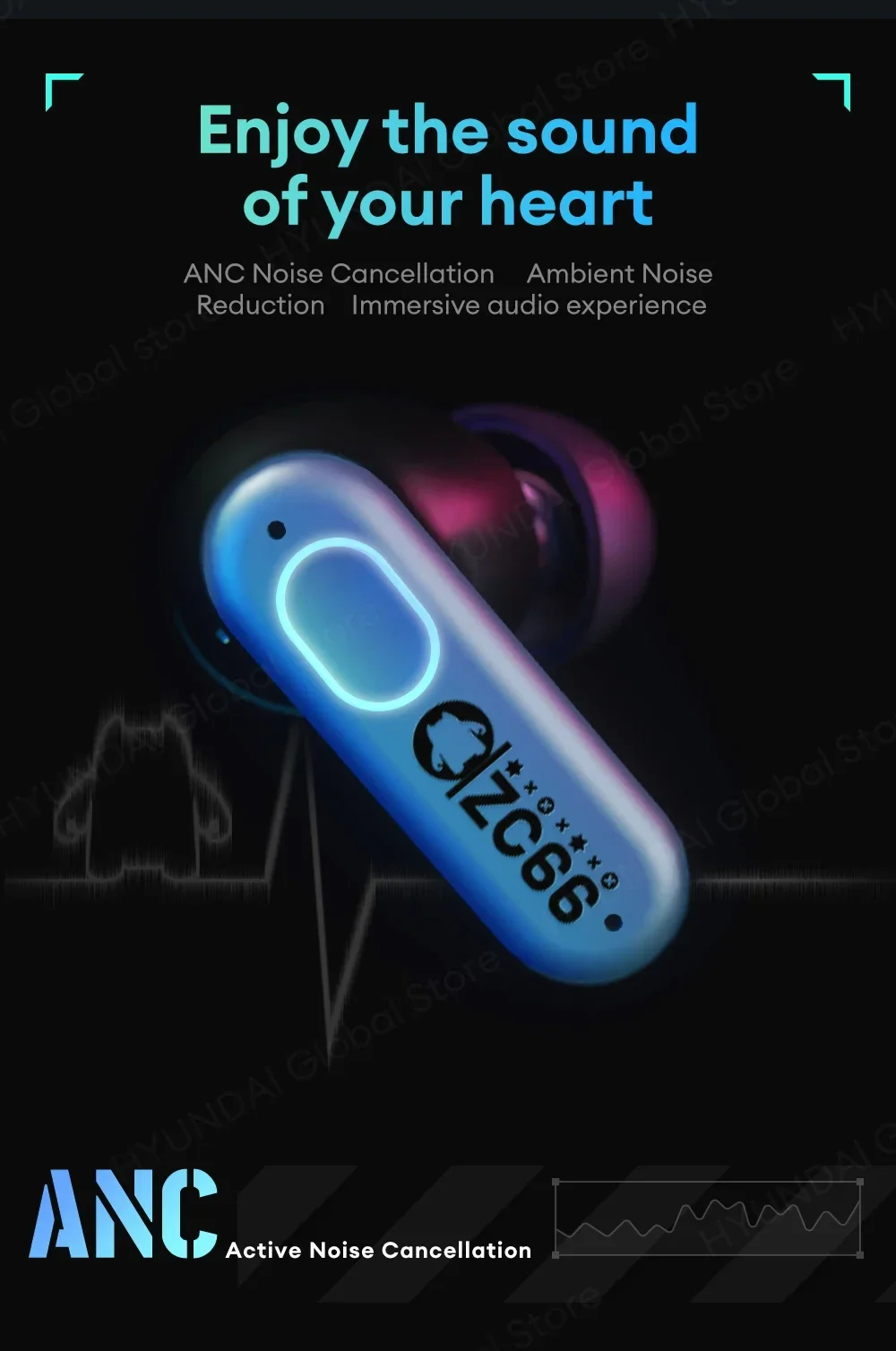 ZOMBIESCAT B5 RGB Light-in-Ear Earphones Wireless Bluetooth Earbuds ANC Active Noise Cancellation Headphones Gaming Low Latency ZOMBIESCAT B5 RGB Light in-Ear Earphones Wireless Bluetooth Earbuds ANC Active Noise Cancellation Headphones Gaming Low Latency