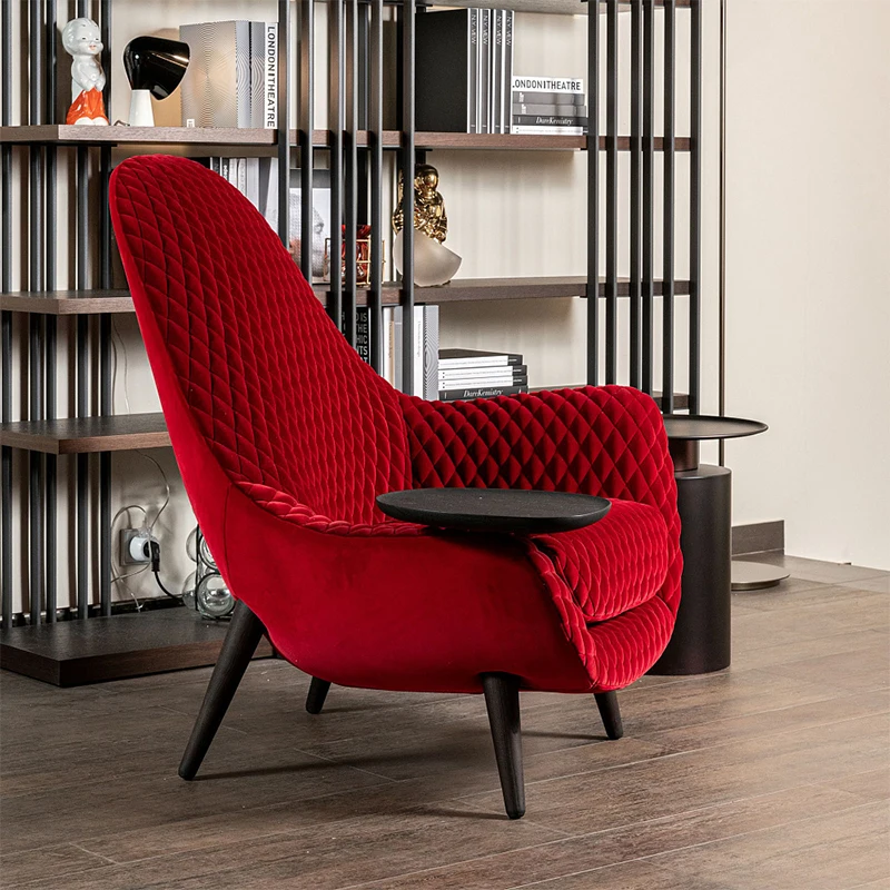 

Дизайнерский итальянский диван в минималистичном стиле для одного человека, красная ткань, современный, простой, роскошный креативный поднос, для отдыха
