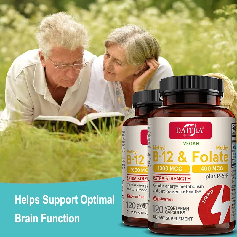 Daitea Extra Strength B-12 Methyl Ester & Methyl Folate - Bioactive Vitamins B12 & B9 - Cellular Energy & Cardiovascular Support
Daitea Extra Strength B-12 Methyl Ester & Methyl Folate - Bioactive Vitamins B12 & B9 - Cellular Energy & Cardiovascular Support