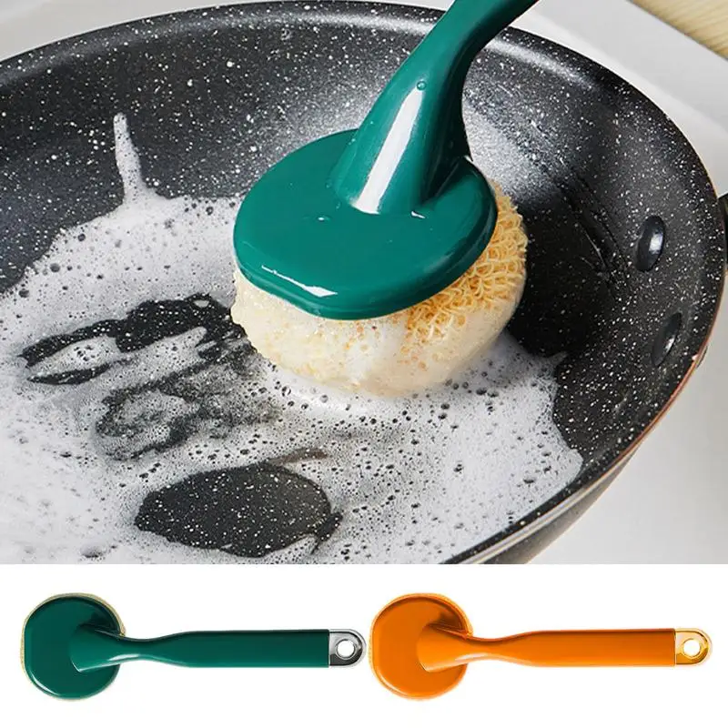 

Dish Scrubber Brush New Long-Handled Cast Iron Pan Pot Cleaning Brush Detachable Steel Wool Scrubbing Brush For Kitchen Sink