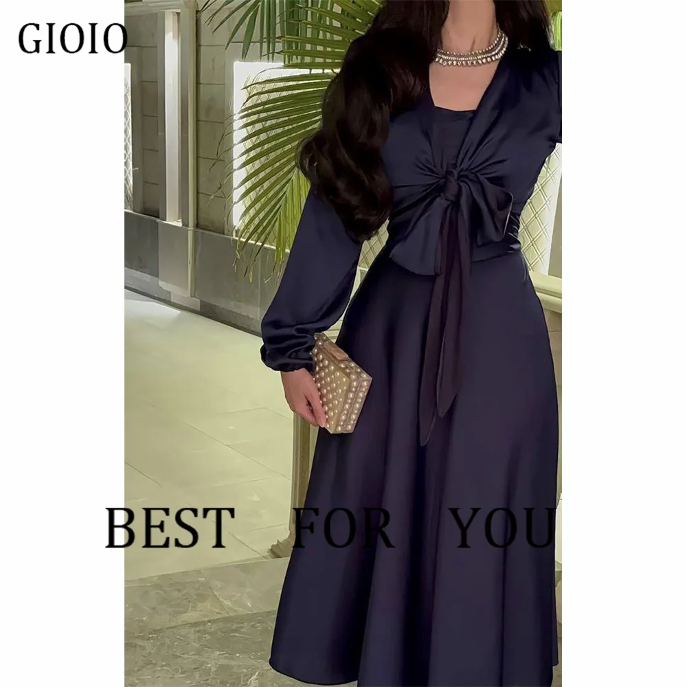 GIOIO V-Neck Luxury Formal Evening Dresses Pleat Bow Long Sleeves فساتين سهرة Floor Length Elegant Prom Gowns Party Women
GIOIO V-Neck Luxury Formal Evening Dresses Pleat Bow Long Sleeves فساتين سهرة Floor Length Elegant Prom Gowns Party Women