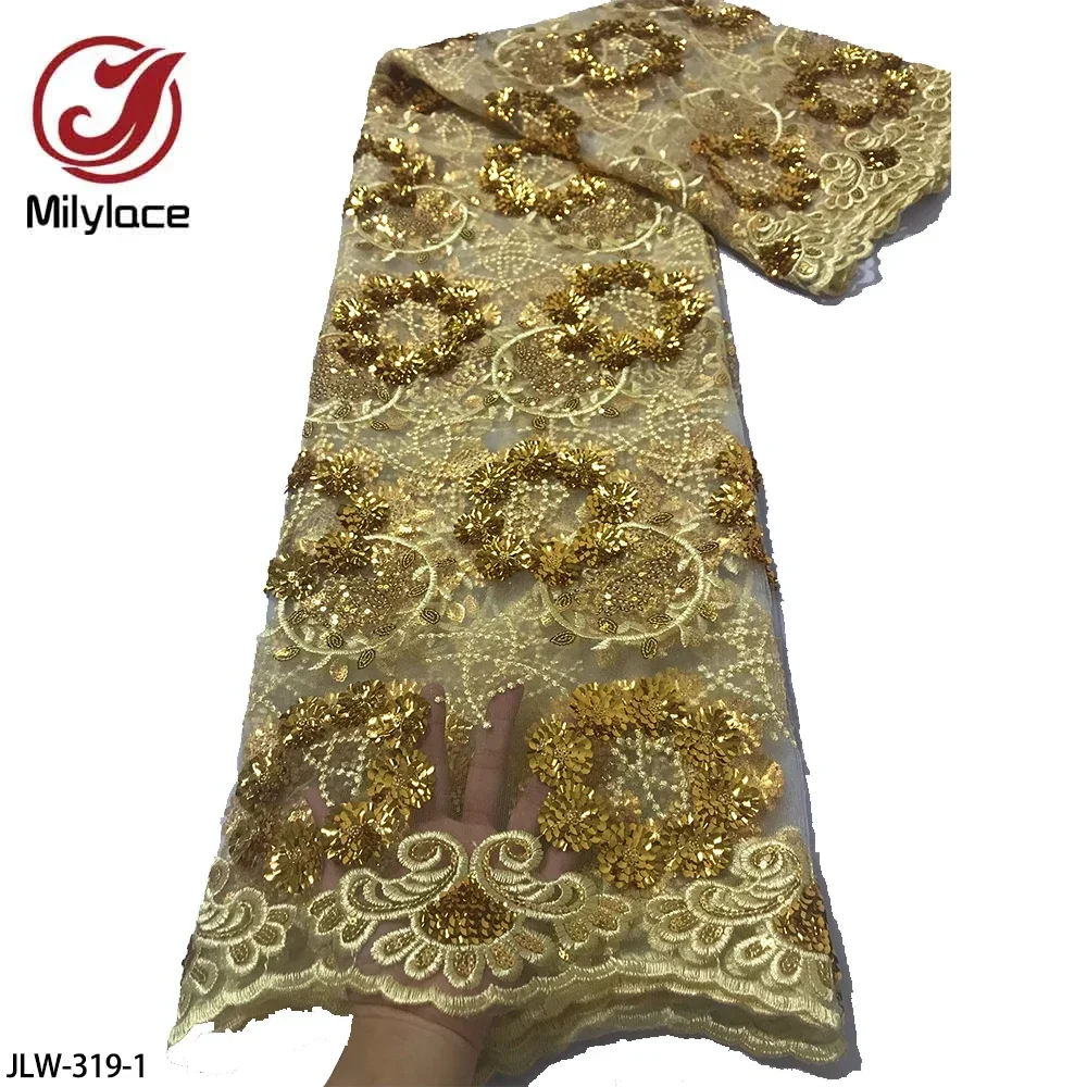 African Lace Fabric HIgh Quality French Sequined 3d Embroidery Mesh Lace Fabric for Sewing JLW-319
African Lace Fabric HIgh Quality French Sequined 3d Embroidery Mesh Lace Fabric for Sewing JLW-319