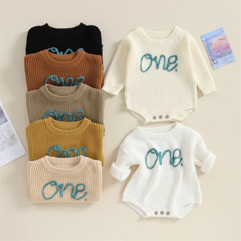 Newborn Knit Jumpsuits Letter Embroidered Baby Boys Girls Long Sleeve Round Neck Sweater Romper Autumn Winter Clothes
Newborn Knit Jumpsuits Letter Embroidered Baby Boys Girls Long Sleeve Round Neck Sweater Romper Autumn Winter Clothes