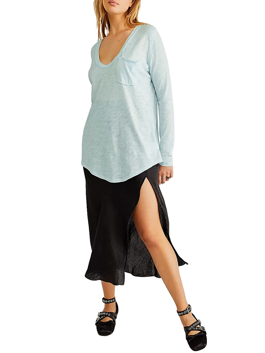 Long Sleeve Tshirts Shirts for Women Scoop Neck Casual Tee Shirt Tunic Tops Loose Fit Fall Blouse with Bust Pocket
Long Sleeve Tshirts Shirts for Women Scoop Neck Casual Tee Shirt Tunic Tops Loose Fit Fall Blouse with Bust Pocket