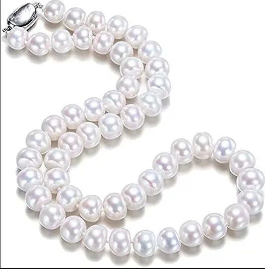 

Unique Pearls Jewelry Classic AA Quality Near-Round 7-8 mm White Cultured Freshwater Pearl Necklace 16-64 inches for Women Gift