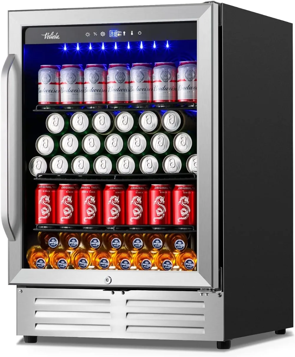 24 Inch Beverage Refrigerator Cooler,210 Cans Wide Beverage and Beer Fridge with Glass Door and Powerful Cooling Compressor
24 Inch Beverage Refrigerator Cooler,210 Cans Wide Beverage and Beer Fridge with Glass Door and Powerful Cooling Compressor