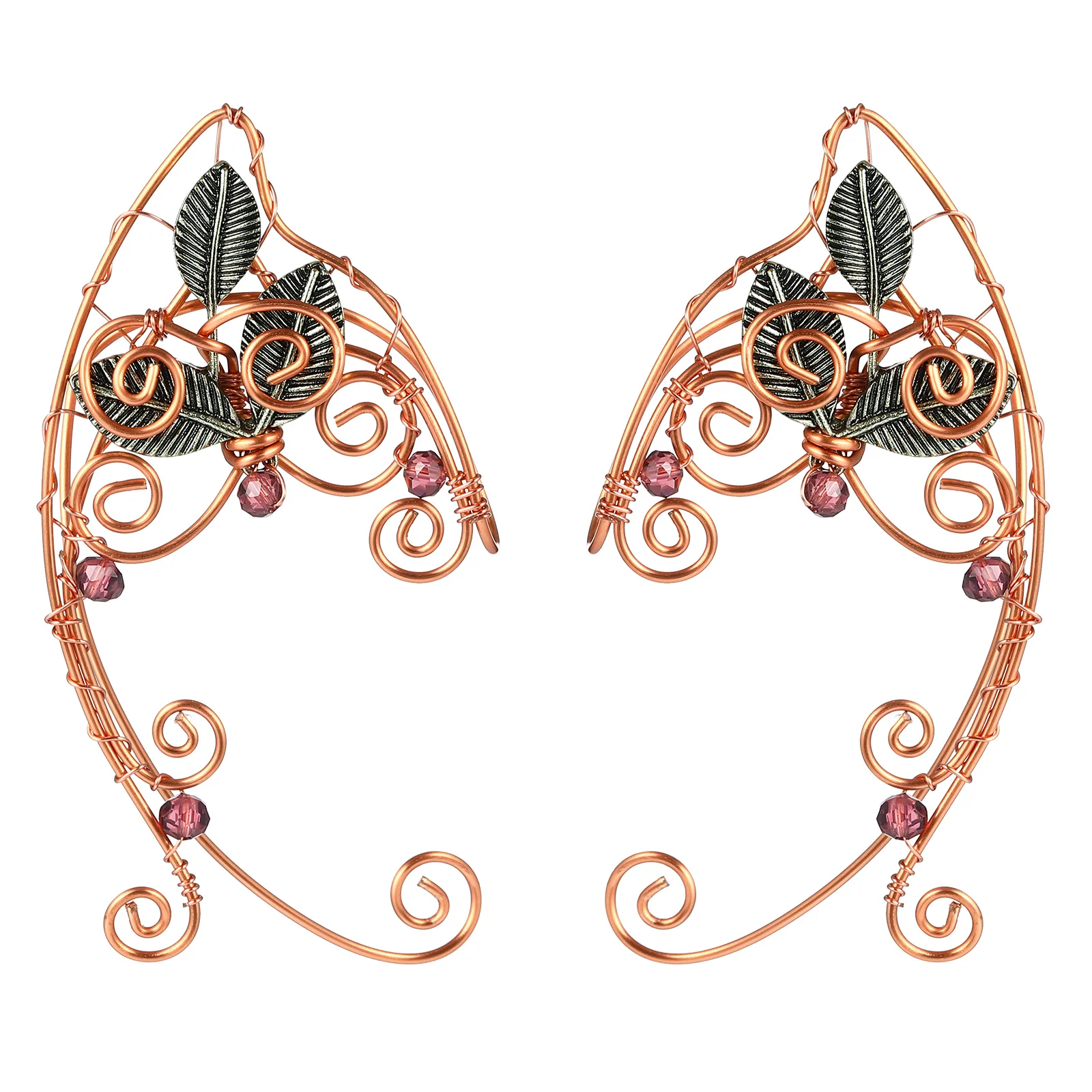 

1 Pair Elf Ear Handmade Elves Ear Crawler Climber Clip-on Rose Gold Cuff Earringsss Jewellery for Fairy Fancy Halloween Cosplay