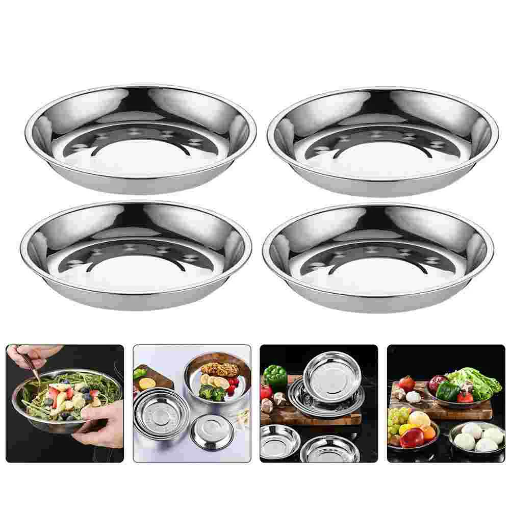 

Stainless Steel Round Plates Round Dinner Plates Barbecue Trays Food Serving Plates Dish Plate Barbecue Tray Dish Plate