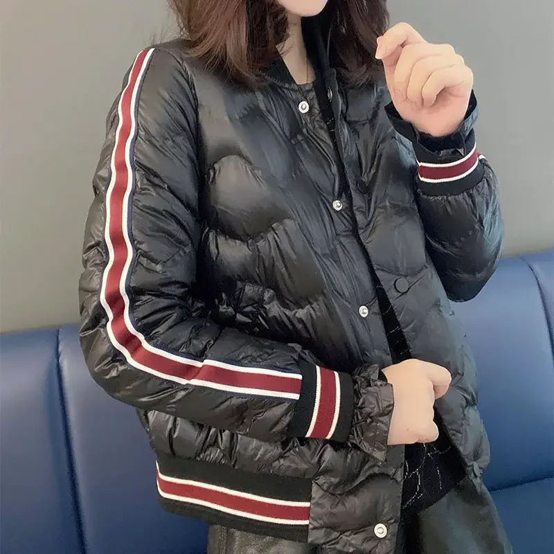 

Black Aviator Baseball Thick Padding Jackets for Women Lightweight Puffer Feather Bomber Woman Coat Quilted Padded Winter Outer