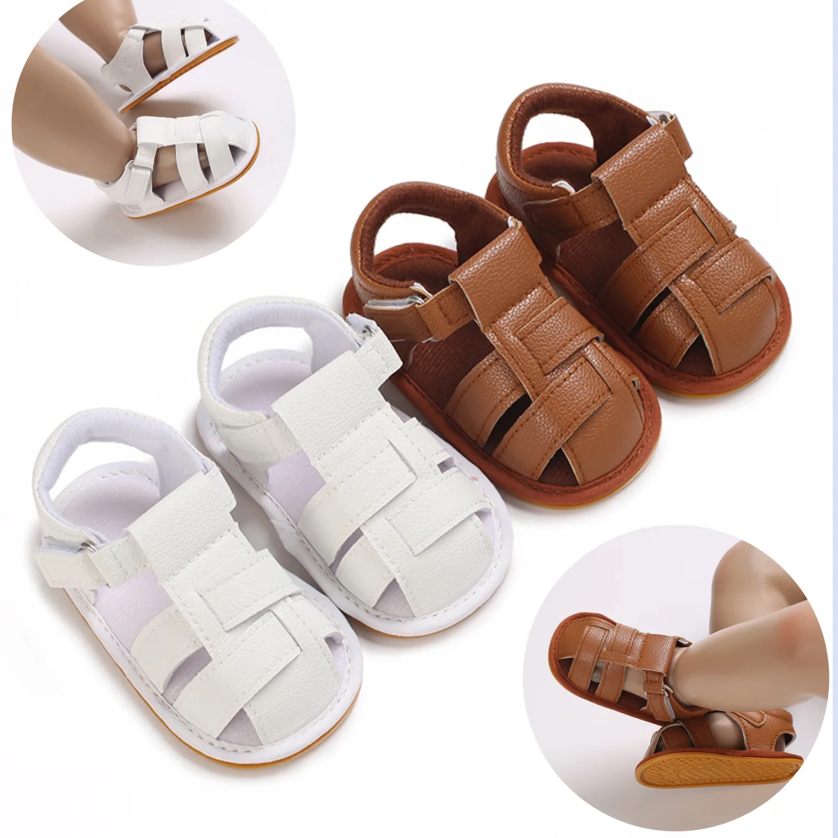 

Baby Summer Sandals Infant Boy Girl Shoes Rubber Soft Sole Non-Slip Toddler First Walker Baby Breathable Crib Shoes 0-18Months