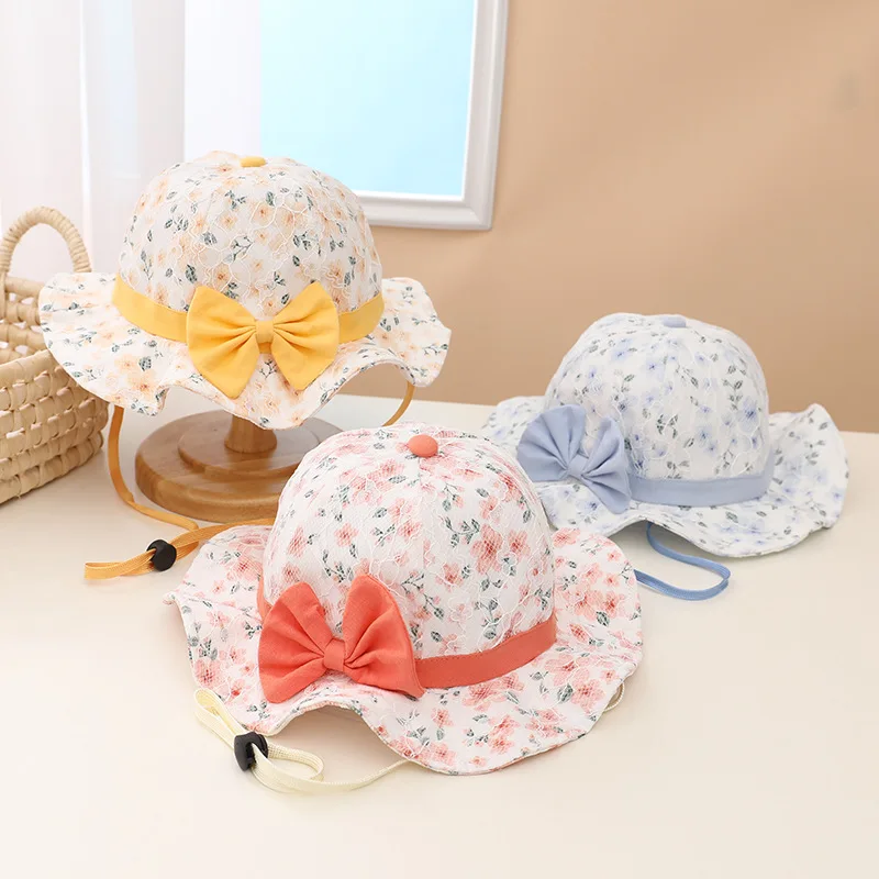 Lace Flower Baby Bucket Hat Summer Print Bow Girl Fisherman Cap Outdoor Beach Kids Wide Brim Panama Sun Hats Bonnet 
Lace Flower Baby Bucket Hat Summer Print Bow Girl Fisherman Cap Outdoor Beach Kids Wide Brim Panama Sun Hats Bonnet