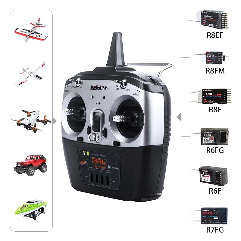 New Radiolink T8FB BT8 Channel 2.4G Radio Controller & Receiver R8EF/R8FM Remote Transmitter for FPV Drone Fixed Wing Airplane
New Radiolink T8FB BT8 Channel 2.4G Radio Controller & Receiver R8EF/R8FM Remote Transmitter for FPV Drone Fixed Wing Airplane
