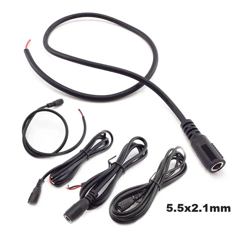 

5,5x2,1 мм 12 В 5 А DC Женский штекер питания кабеля "сделай сам" для наращивания 20 AWG шнур разъема постоянного тока для фоторяда CCTV