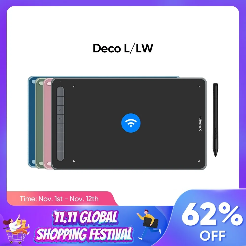 

New Deco L/ LW Graphic Digital Tablet Drawing Pen Tablet Wireless Bluetooth V5.0 Tilt Supported Battery-free 8192 Levels