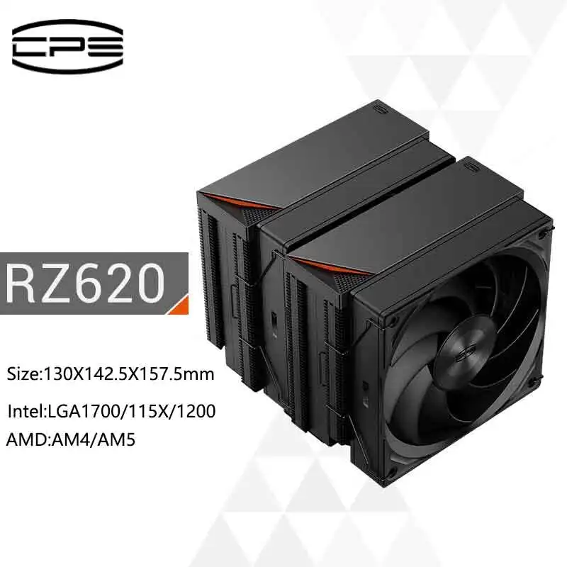 

PCCOOLER RZ620 Computer CPU Air-Radiator Sink 6 Heat Pipe/Dual Tower/3 Gear Regulation Controller/Support 1700 AM5