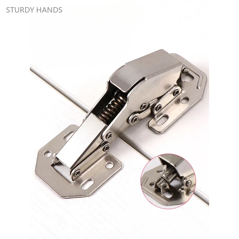 

5PCS thickened stainless steel non slotting hinge wardrobe cabinet buffer hydraulic damping folding hinges