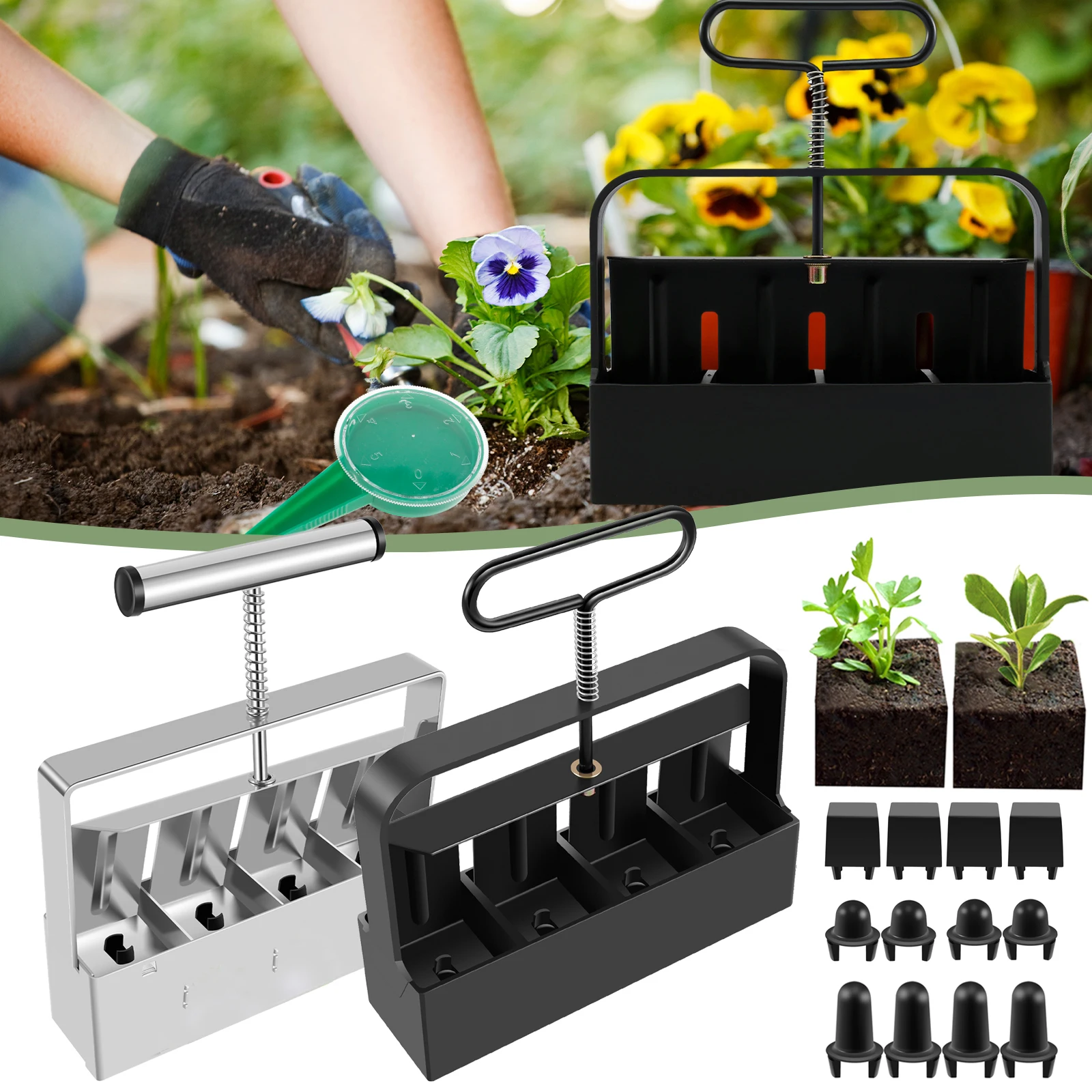 

Handheld Nursery Soil Block Making Machine 2 Inch Soil Block Making Tool Garden Nursery Seedling Soil Block Making with Seeder