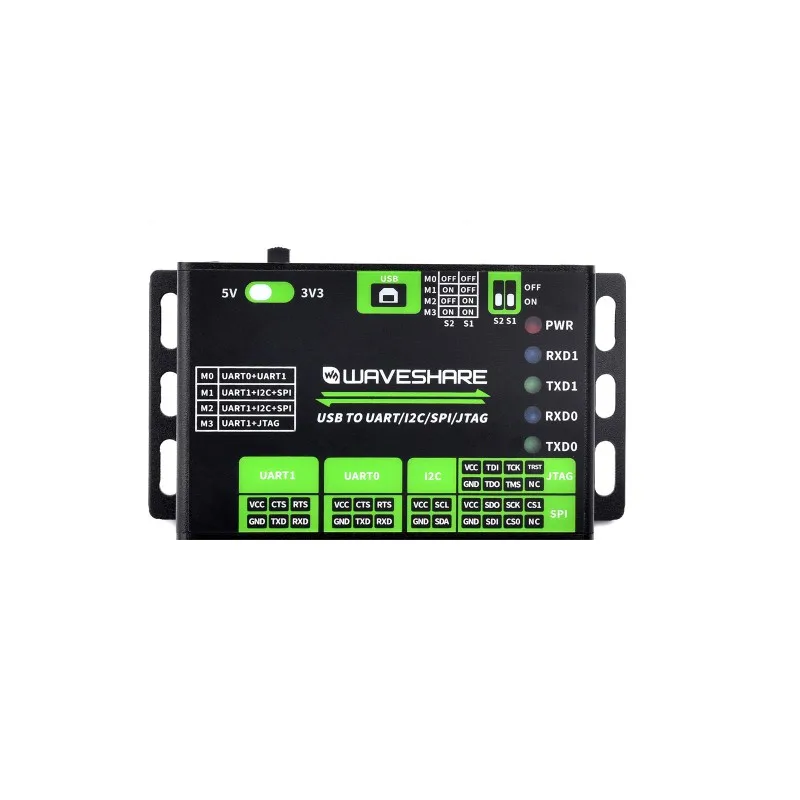 Преобразователь USB в UART/I2C/SPI/JTAG, поддерживает несколько интерфейсов, совместим с 3,3 В и 5 В, несколько защитных цепей
Преобразователь USB в UART/I2C/SPI/JTAG, поддерживает несколько интерфейсов, совместим с 3,3 В и 5 В, несколько защитных цепей