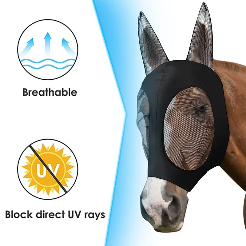 Breathable Washable Soft Fabric Anti-insect Belt Ear Anti-fly Eye Protector Net Horse Fly Mask Head Cover Smooth Elastic Hood
Breathable Washable Soft Fabric Anti-insect Belt Ear Anti-fly Eye Protector Net Horse Fly Mask Head Cover Smooth Elastic Hood
