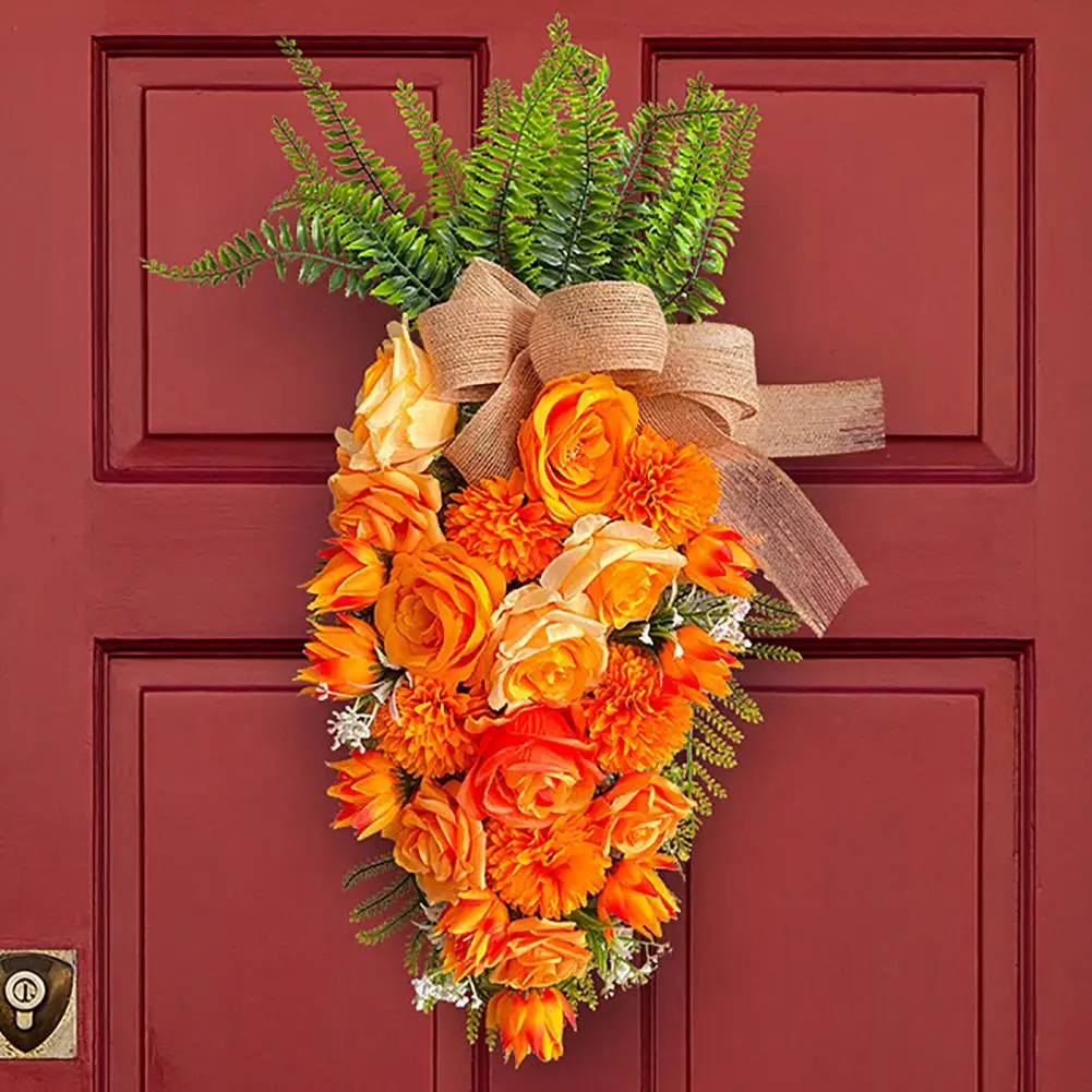 

Seasonal Wreath Eye-catching Easter Wreath Carrot Design for Outdoor Patio Decoration Realistic Flower Leaves Upside Down Tree