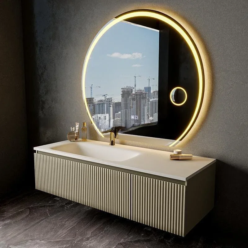 Light Luxury Oak Bathroom Cabinet LED Smart Mirror Slate Integrated Washbasin Bathroom Vanity Sink Cabinet Bathroom Furniture
Light Luxury Oak Bathroom Cabinet LED Smart Mirror Slate Integrated Washbasin Bathroom Vanity Sink Cabinet Bathroom Furniture
