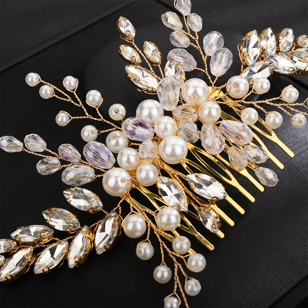 Fashion Hair Comb Earring Set for Wedding Headdress Rhinestone Party Pearl Bridal Hair Pieces Handmade Crystal Bride Headwear 9 S941b1c71678e4a108ddbf24be86164e1n