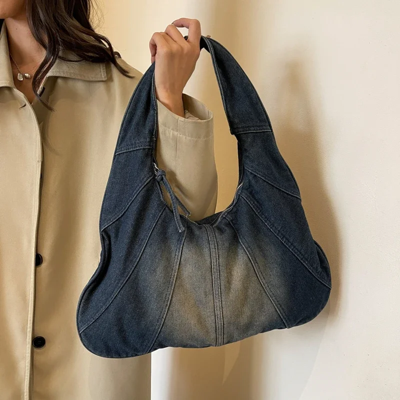 

Fashion Y2K Style Denim Underarm Bags for Women 2023Niche Design Shoulder Bag Street Trend Female Hobo Armpit Bag Bolsa Feminina