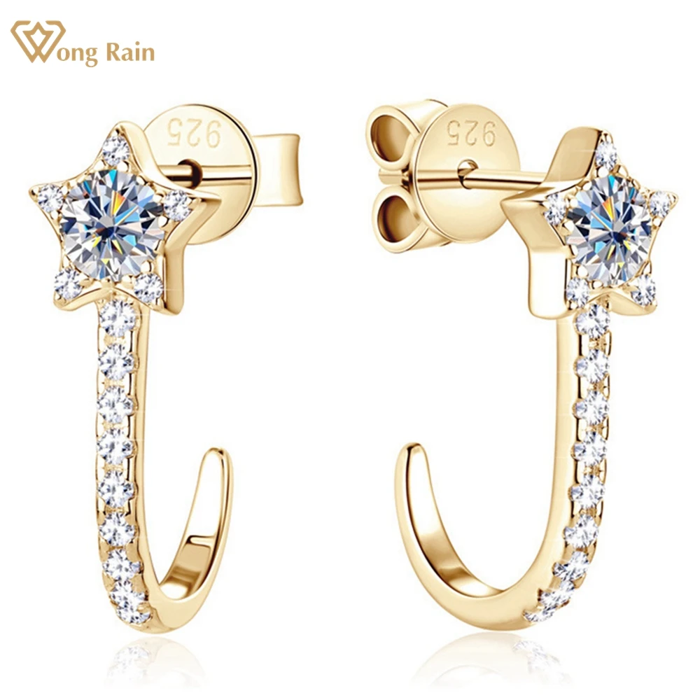 Wong Rain 18K Gold Plated 925 Sterling Silver VVS1 3EX D Real Moissanite Diamonds Star Stud Earrings For Women Fine Jewelry Gift 
Wong Rain 18K Gold Plated 925 Sterling Silver VVS1 3EX D Real Moissanite Diamonds Star Stud Earrings For Women Fine Jewelry Gift