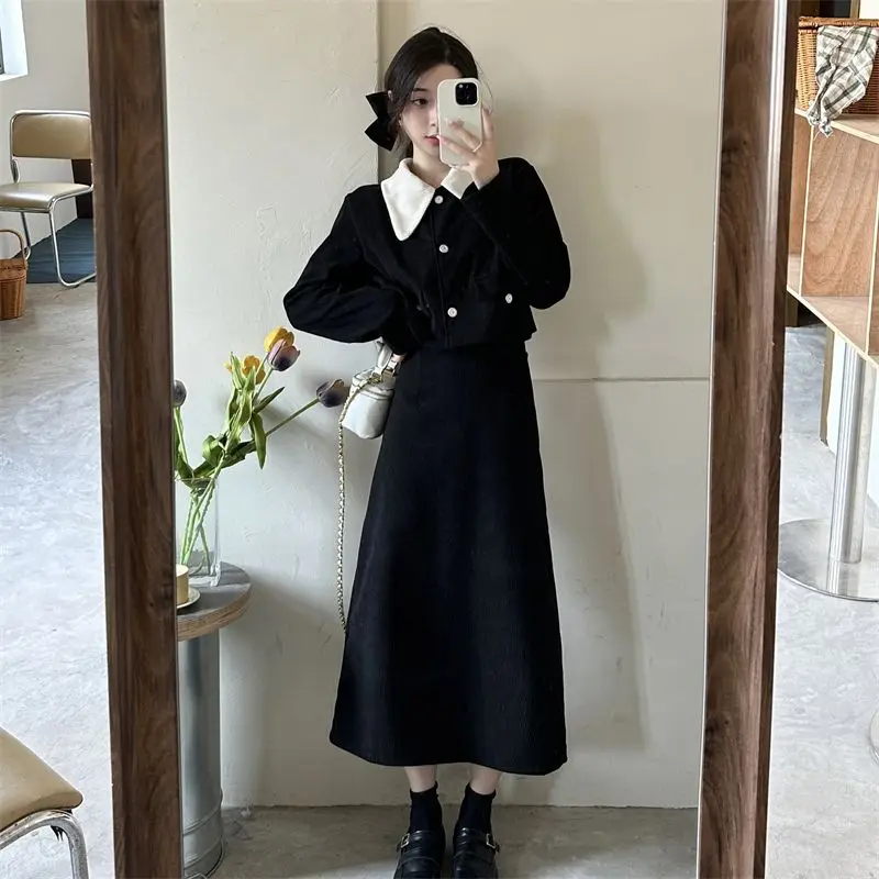 French Style Corduroy New Suit Jacket Long Sleeve Autumn and Winter Sweet Doll Collar Coat Long Skirt Loose Lady Two-piece Set
French Style Corduroy New Suit Jacket Long Sleeve Autumn and Winter Sweet Doll Collar Coat Long Skirt Loose Lady Two-piece Set