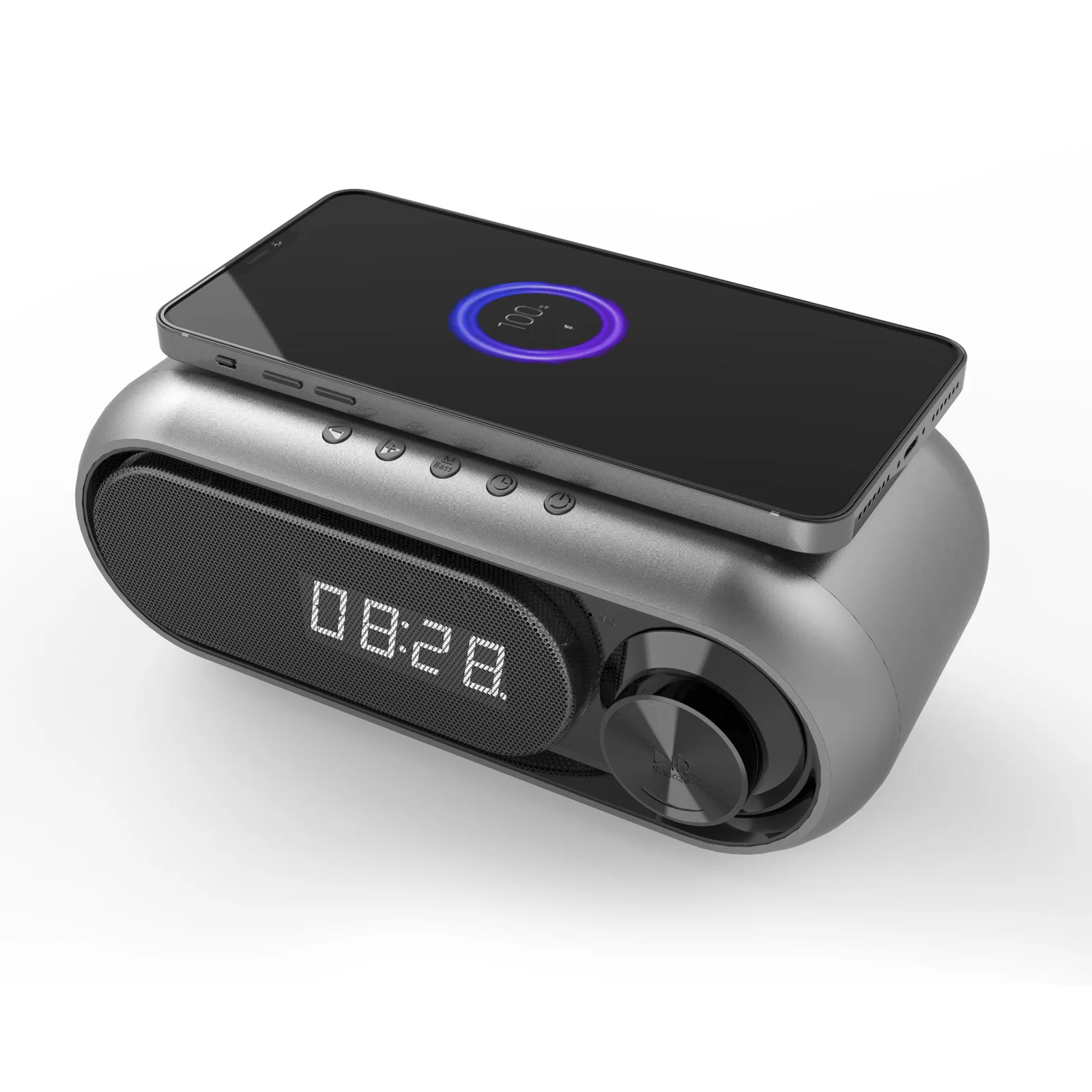 

Wireless Charger Alarm Clock Bluetooth Speaker LED Smart Digital Clock Fm Radio USB Fast Charger Table Electronic Desktop Clocks