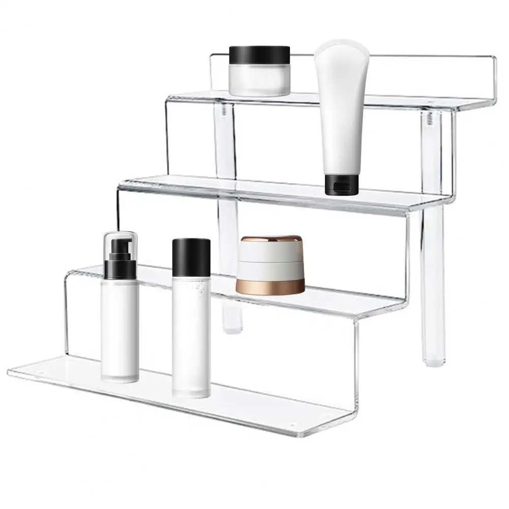 

Acrylic Display Rack Multi-layered Transparent Desktop Storage Rack with Detachable Riser for Finger Polish Perfume Organization