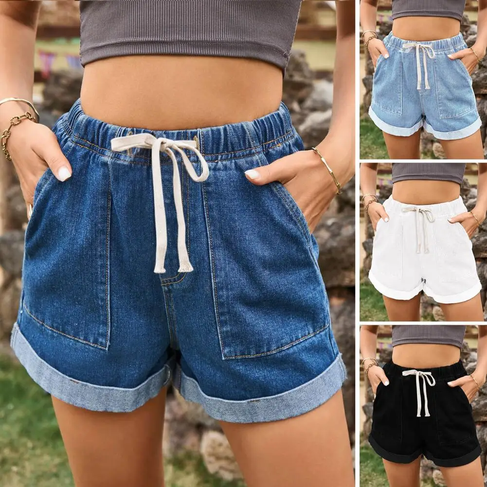 Summer Denim Shorts Stylish Women's Denim Shorts with Drawstring Waist Pockets Folded Edge Casual Comfortable for Ladies
Summer Denim Shorts Stylish Women's Denim Shorts with Drawstring Waist Pockets Folded Edge Casual Comfortable for Ladies