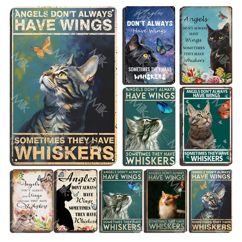 Metal Tin Sign Vintage Funny Tortoiseshell Cat, Wall Decor Angels Don't Always Have Wings Sometimes Whiskers Metal Poster
Metal Tin Sign Vintage Funny Tortoiseshell Cat, Wall Decor Angels Don't Always Have Wings Sometimes Whiskers Metal Poster