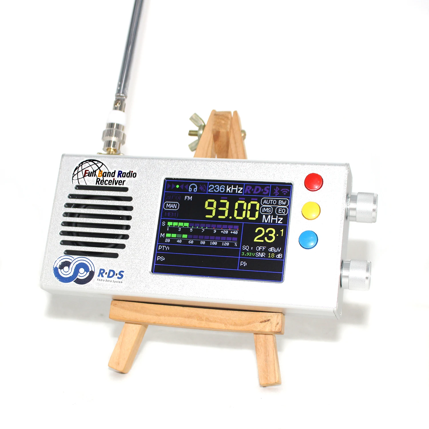 

TEF6686 Full Band FM/MW/Shortwave HF/LW Radio Receiver 3.2 inch LCD Display 5000MAH Battery with Metal Case + Speaker + Antenna