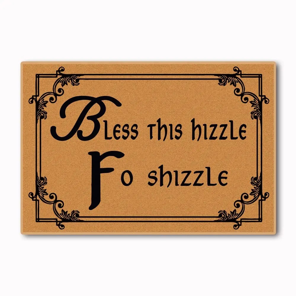 

Bless This Hizzle Fo Shizzle Doormats For Floor Anti-Slip Rubber Backing Door Mat For Entrance Way Welcome Mat