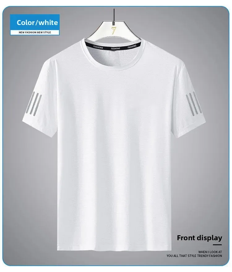 الصيف الحرير الجليد تي شيرت رجالي سريعة الجافة رقيقة قصيرة الأكمام نصف كم فضفاضة تناسب رياضي رداء علوي غير رسمي تنفس حجم كبير طاقم Nec الصيف الحرير الجليد تي شيرت رجالي سريعة الجافة رقيقة قصيرة الأكمام نصف كم فضفاضة تناسب رياضي رداء علوي غير رسمي تنفس حجم كبير طاقم Nec