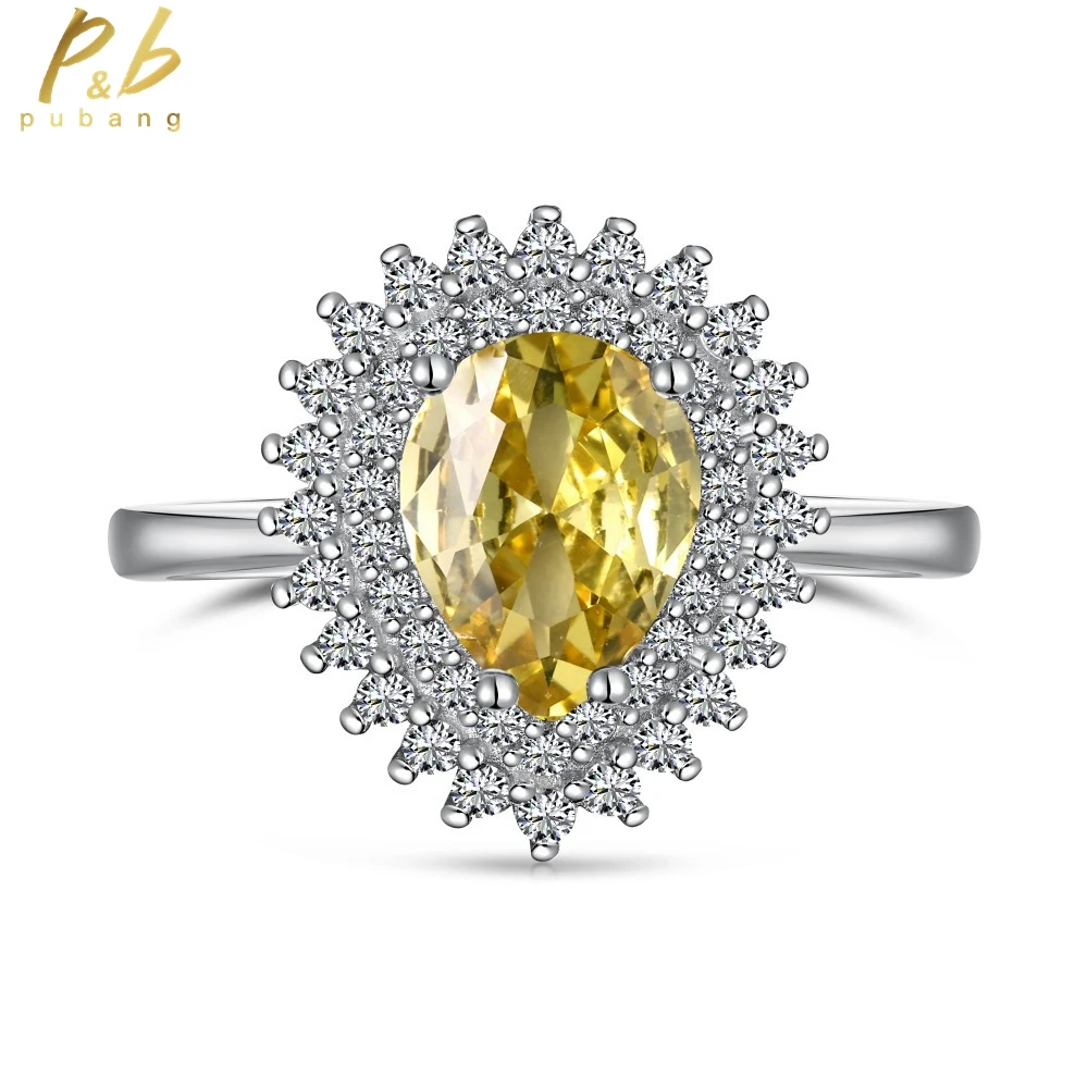 

PuBang Fine Jewelry Sunflower Diamond Ring 925 Sterling Silver Created Moissanite for Women Anniversary Party Gift Drop Shipping