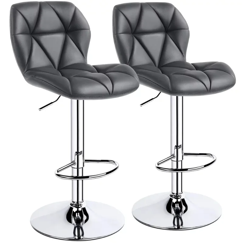 

Alden Design Adjustable Counter-Height Faux Leather Modern Barstool, Set of 2, Gray Bar Stools & Counter Stools